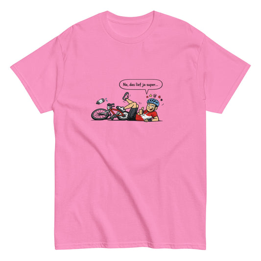 Lustiges Fahrradfahrer T-Shirt – „Na, das lief ja super…“ – Sarkastisches Fahrrad Shirt | Comic Style, Herren, Frauen, Unisex T-Shirt - SprücheKüche - Druckfrisch & frech