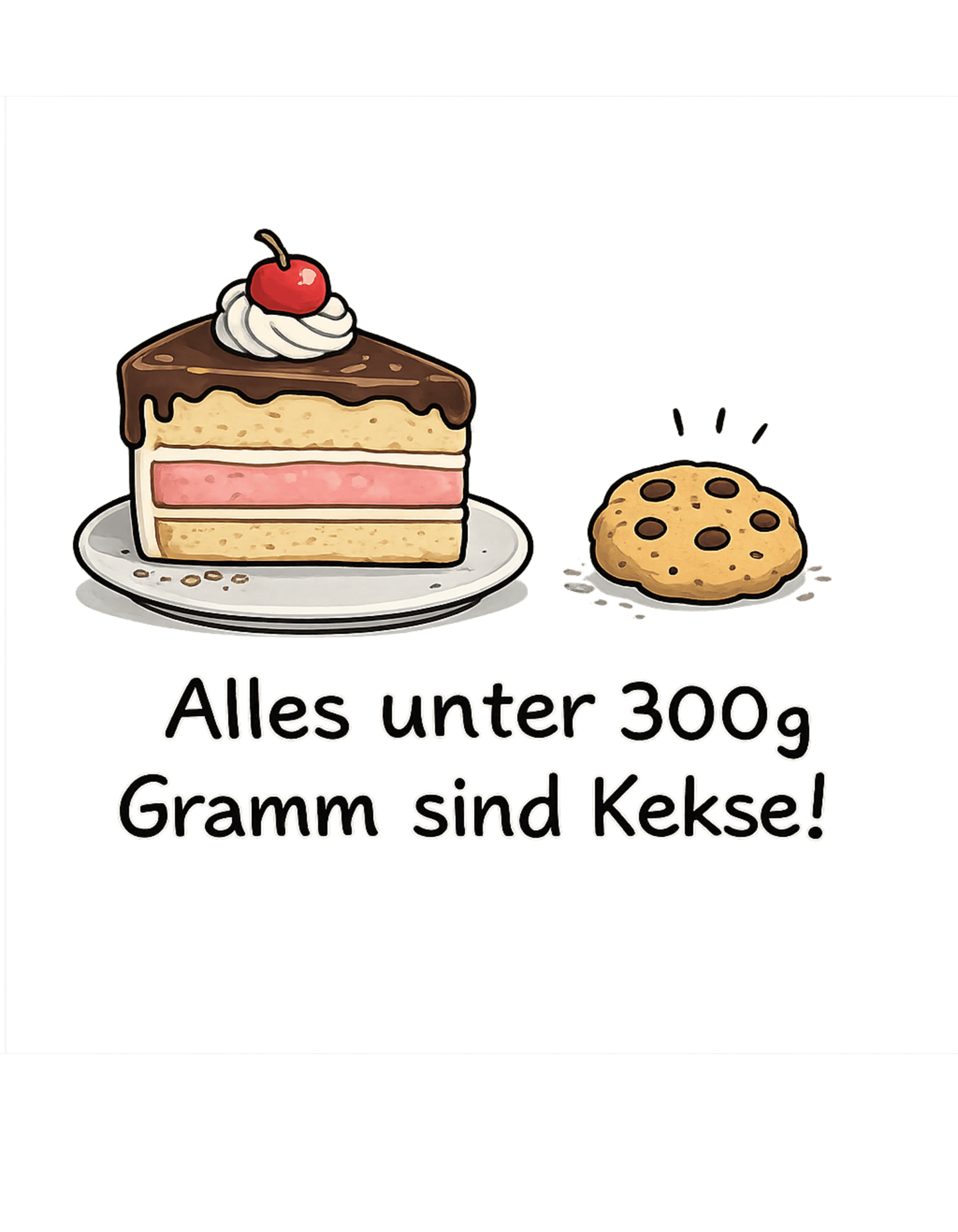 Lustiges T-Shirt „Alles unter 300g Gramm sind Kekse!“ – Perfekt für Naschkatzen & Humor - Fans, Herren, Frauen, Unisex T-Shirt - SprücheKüche - Druckfrisch & frech