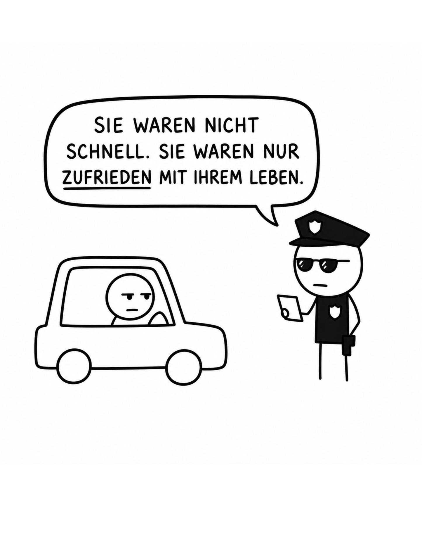 ZU SCHNELL? ZUFRIEDEN? - Lustiges Polizei Herren T-Shirt