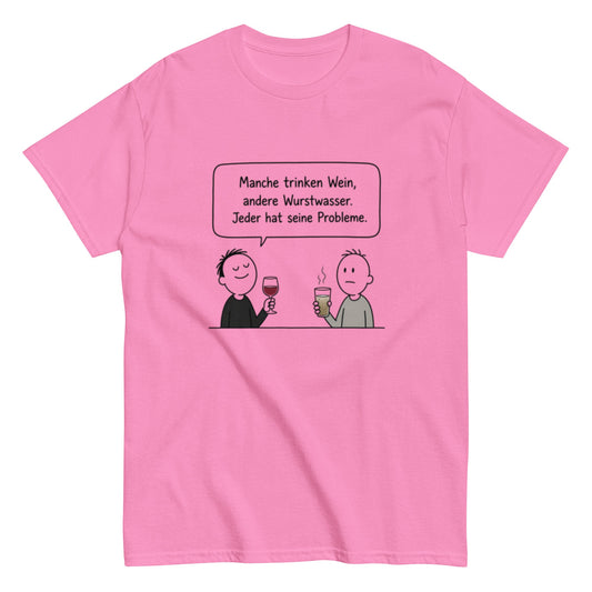 WEIN UND WURSTWASSER - Lustiges Herren T-Shirt - SprücheKüche - Druckfrisch & frech