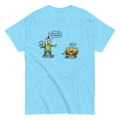 ABNEHMSPRITZE und BURGER - Lustiges Herren T-Shirt - SprücheKüche - Druckfrisch & frech