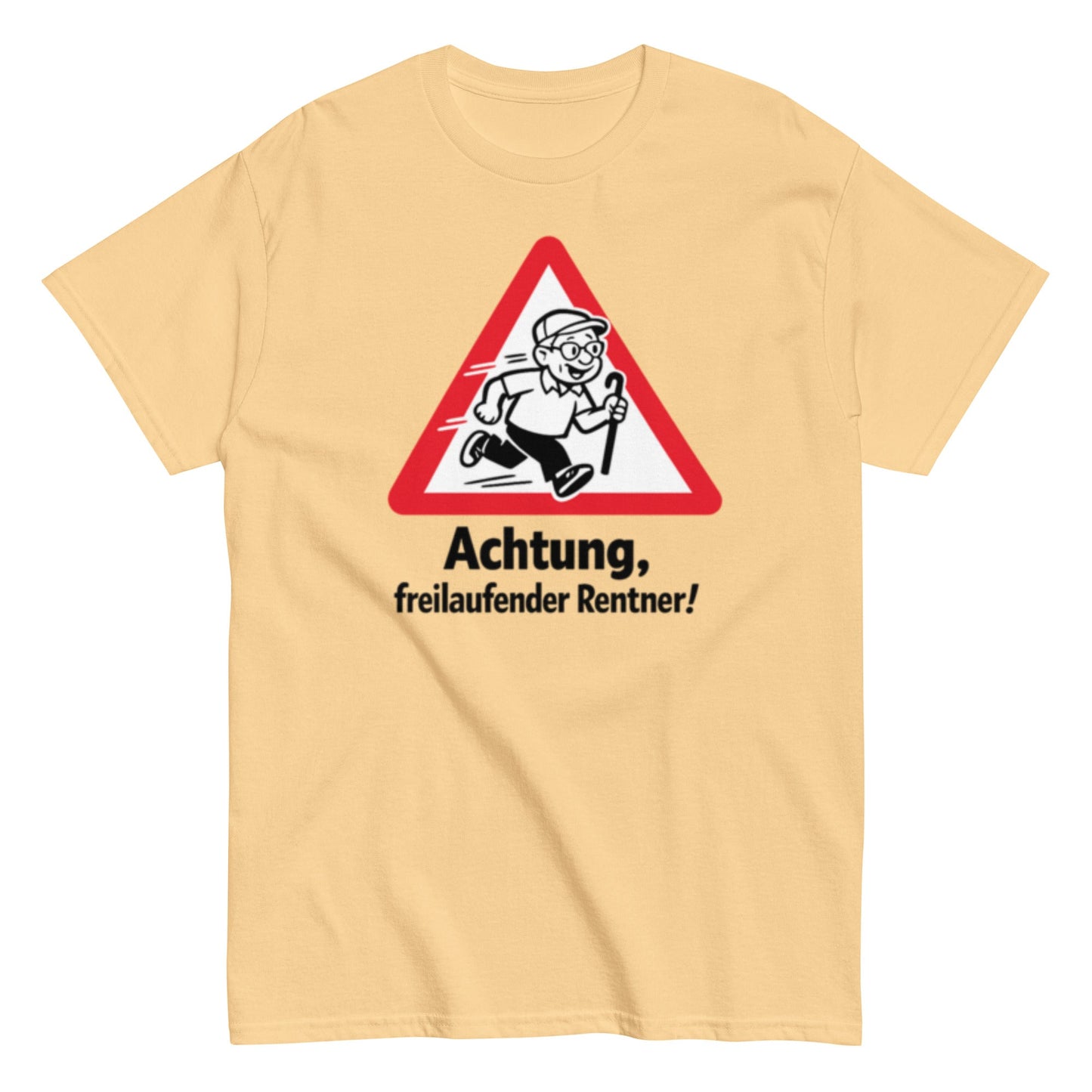 ACHTUNG FREILAUFENDER RENTNER - Lustiges Herren T-Shirt - SprücheKüche - Druckfrisch & frech
