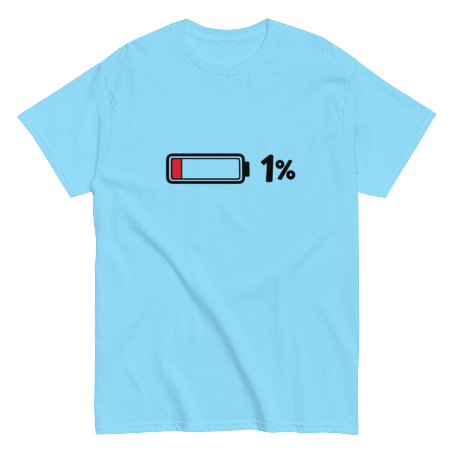Akkustand leer bei 1% - Lustiges Unisex T-Shirt - SprücheKüche - Druckfrisch & frech