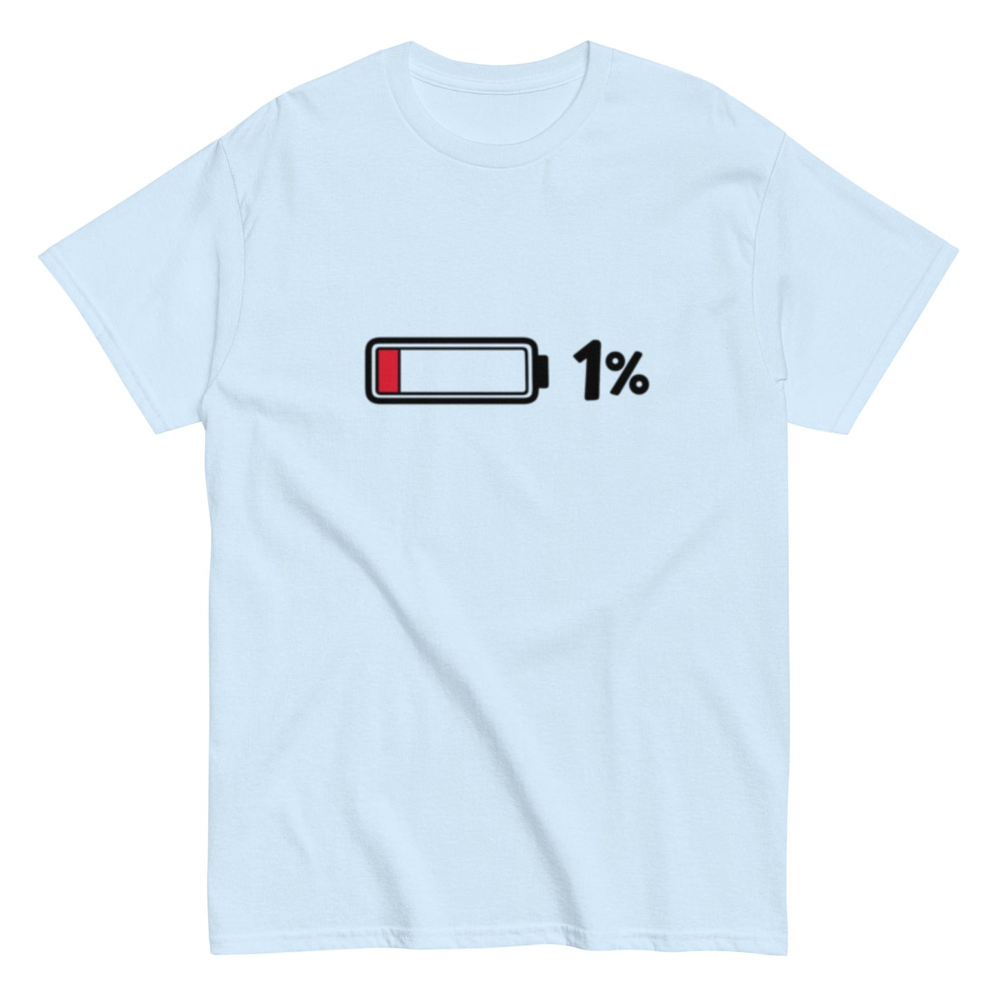 Akkustand leer bei 1% - Lustiges Unisex T-Shirt - SprücheKüche - Druckfrisch & frech