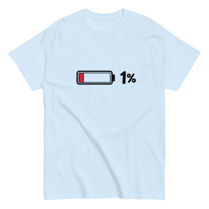 Akkustand leer bei 1% - Lustiges Unisex T-Shirt - SprücheKüche - Druckfrisch & frech