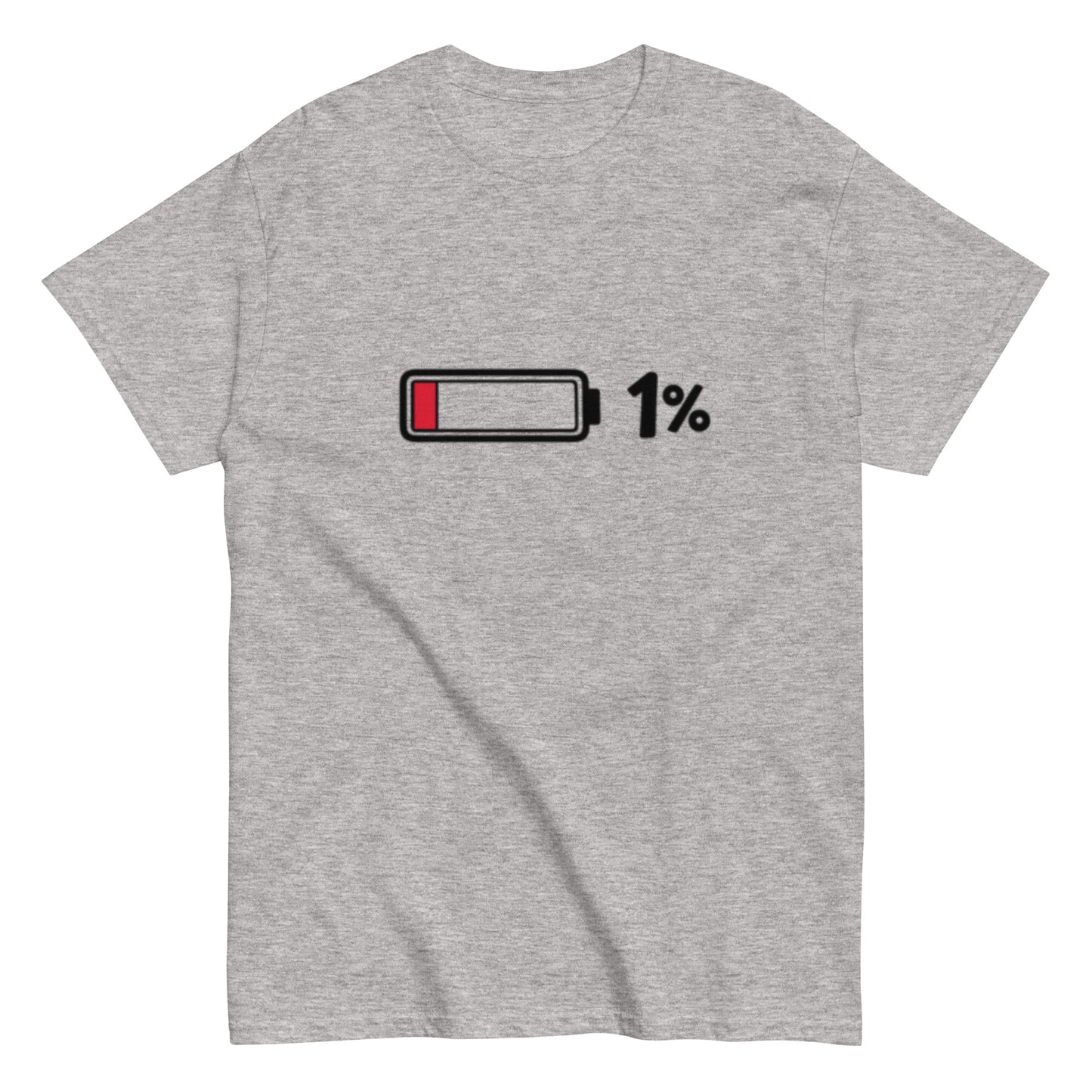 Akkustand leer bei 1% - Lustiges Unisex T-Shirt - SprücheKüche - Druckfrisch & frech