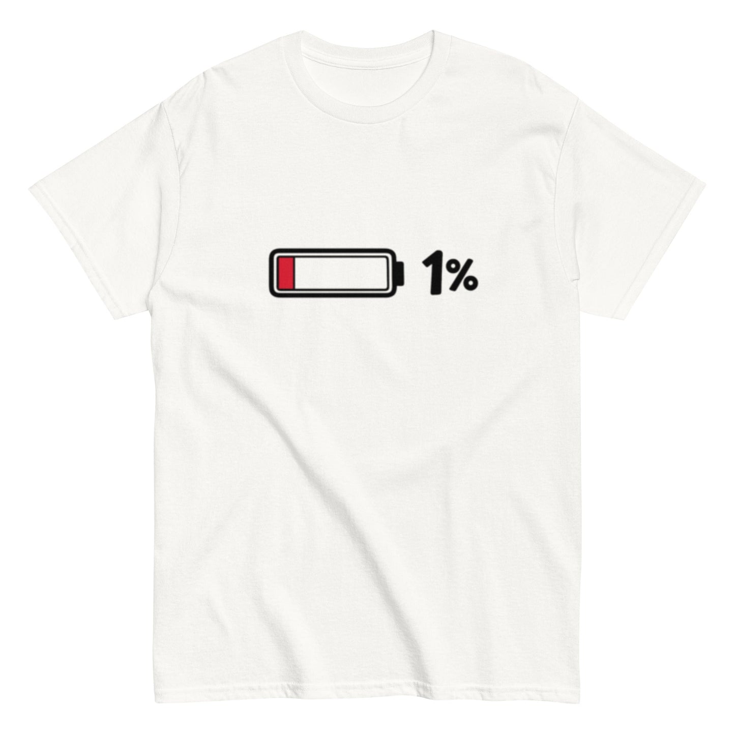 Akkustand leer bei 1% - Lustiges Unisex T-Shirt - SprücheKüche - Druckfrisch & frech