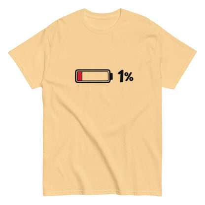 Akkustand leer bei 1% - Lustiges Unisex T-Shirt - SprücheKüche - Druckfrisch & frech