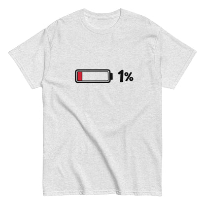 Akkustand leer bei 1% - Lustiges Unisex T-Shirt - SprücheKüche - Druckfrisch & frech