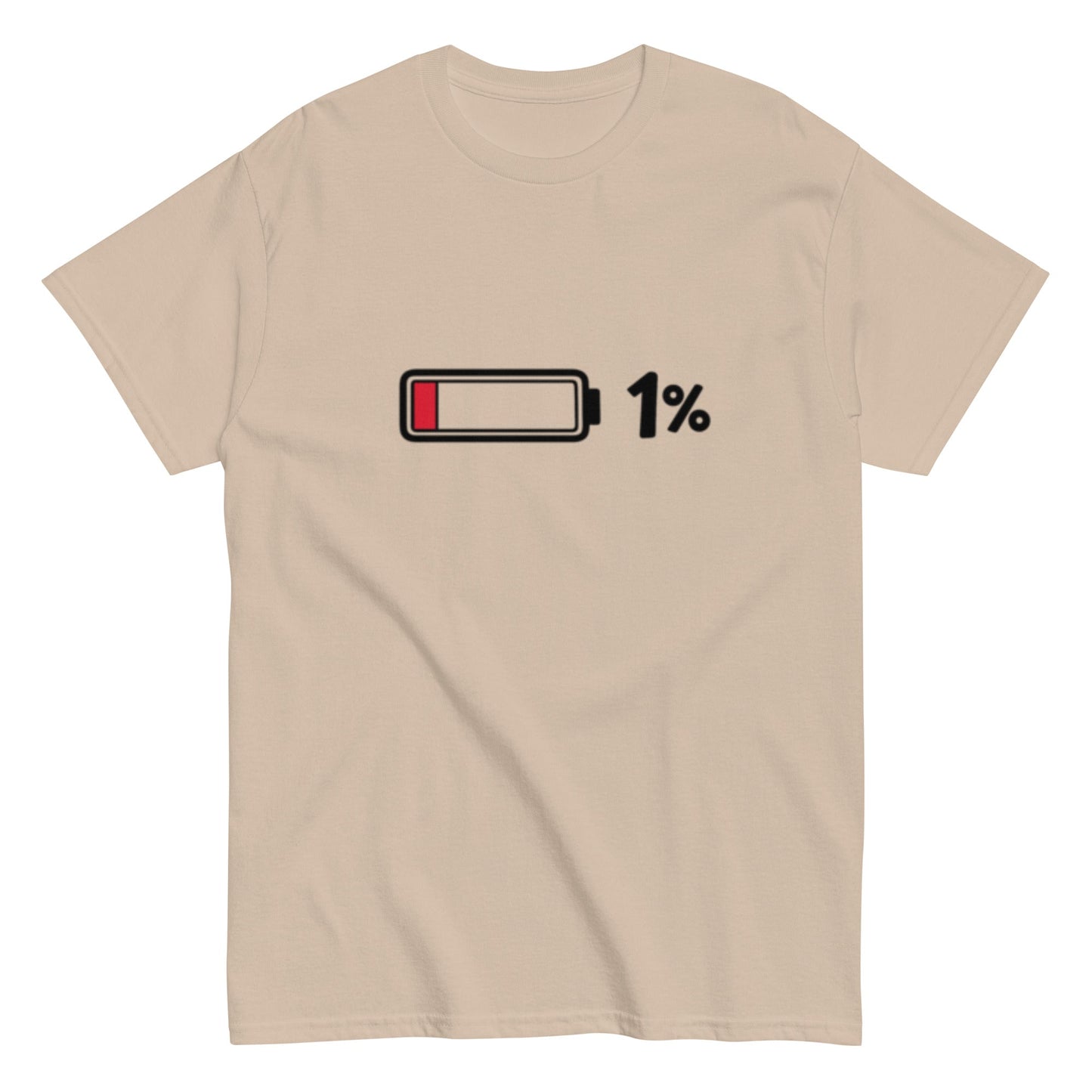 Akkustand leer bei 1% - Lustiges Unisex T-Shirt - SprücheKüche - Druckfrisch & frech