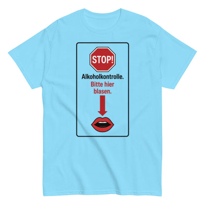 Bitte hier blasen Shirt – Lustiges Unisex T-Shirt - SprücheKüche - Druckfrisch & frech