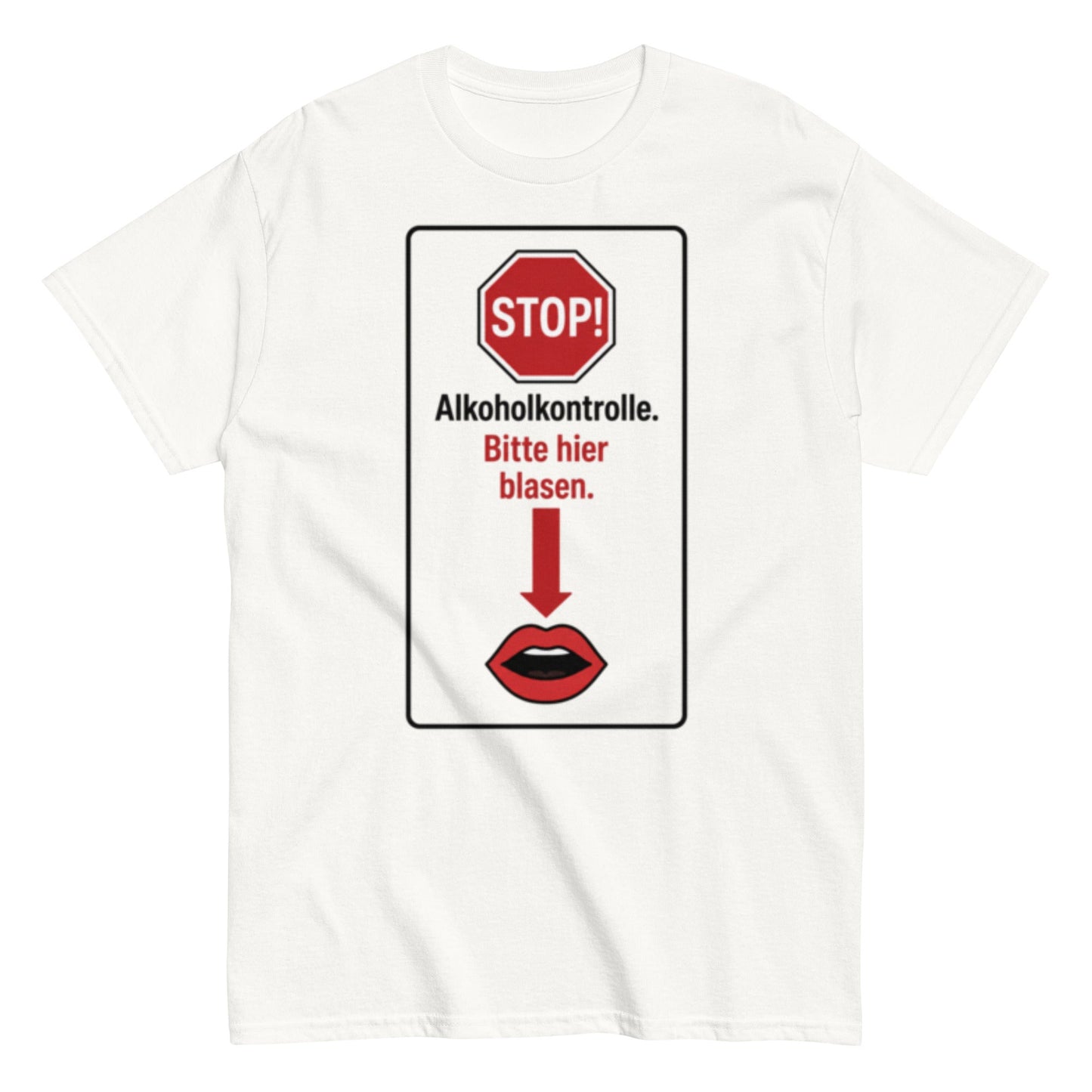Bitte hier blasen Shirt – Lustiges Unisex T-Shirt - SprücheKüche - Druckfrisch & frech