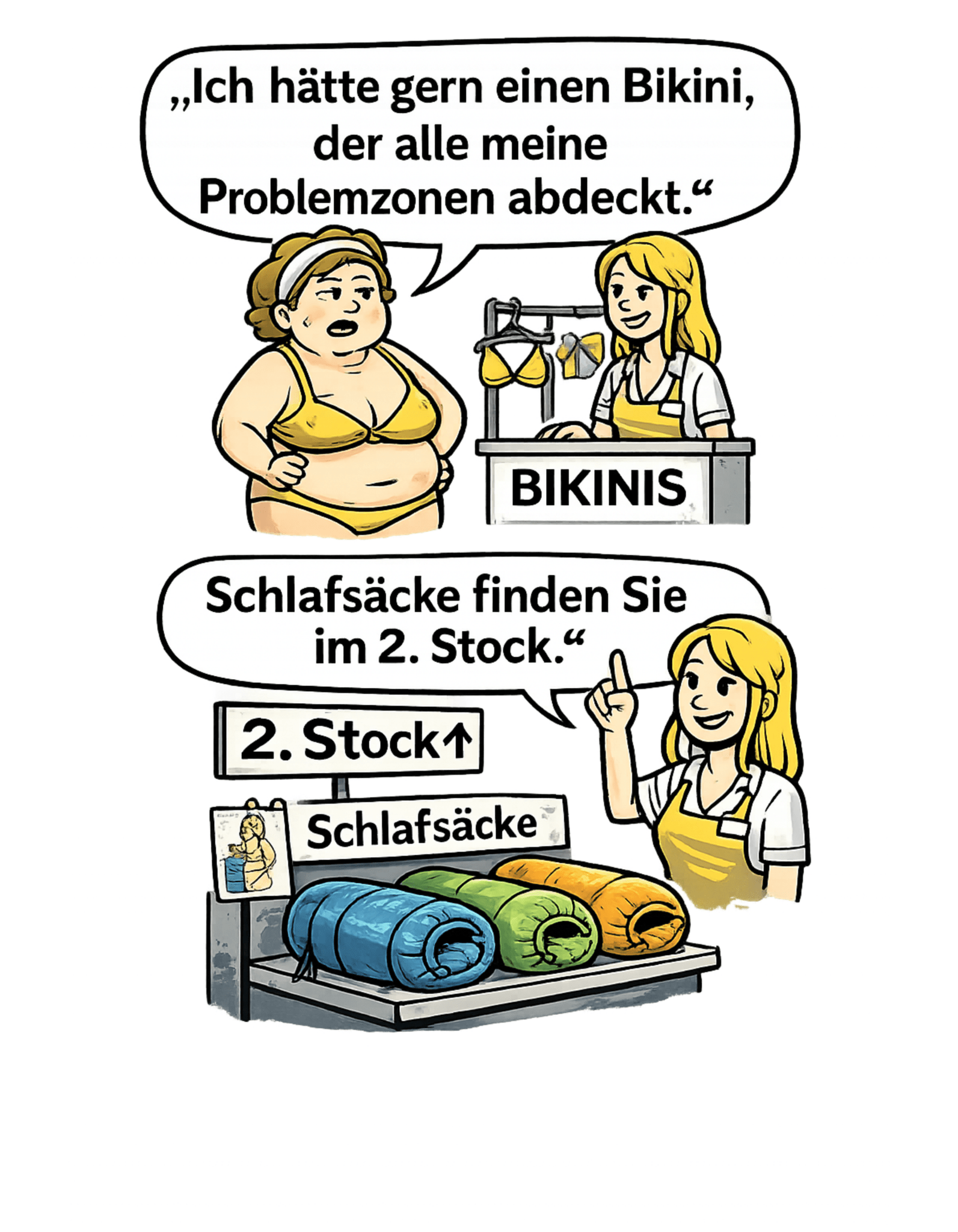 BIKINI PROBLEMZONE SCHLAFSACK - Lustiges Herren T-Shirt - SprücheKüche - Druckfrisch & frech