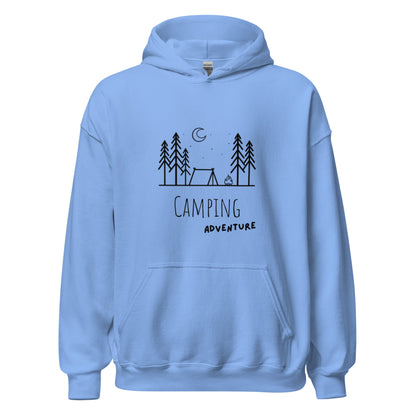 Camping Adventure Hoodie – Minimalistisches Outdoor Design für Camper & Naturfreunde, Sweatshirt, Geschenkidee Camper, Herren, Frauen, Unisex - Kapuzenpullover - SprücheKüche - Druckfrisch & frech