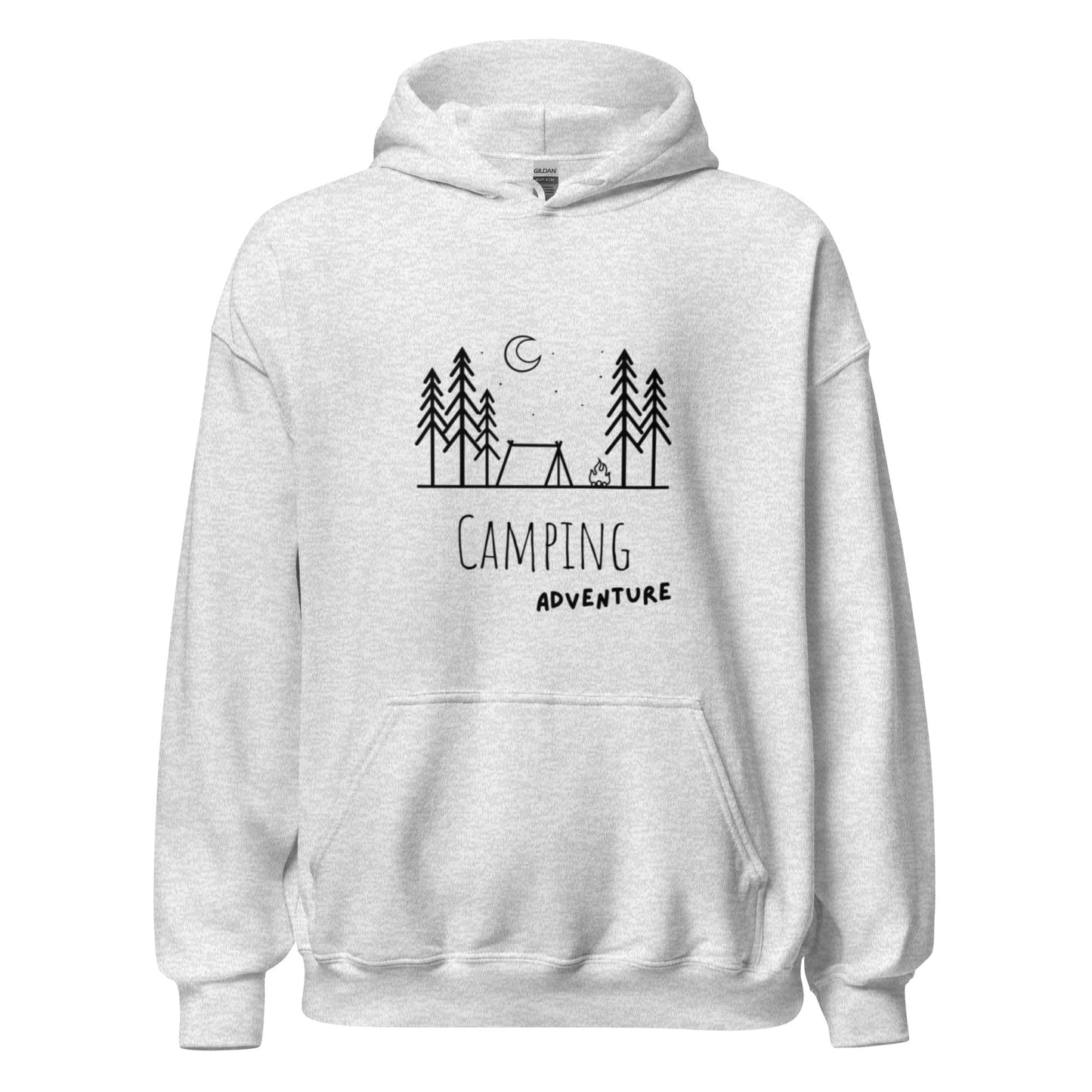 Camping Adventure Hoodie – Minimalistisches Outdoor Design für Camper & Naturfreunde, Sweatshirt, Geschenkidee Camper, Herren, Frauen, Unisex - Kapuzenpullover - SprücheKüche - Druckfrisch & frech