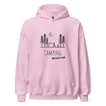 Camping Adventure Hoodie – Minimalistisches Outdoor Design für Camper & Naturfreunde, Sweatshirt, Geschenkidee Camper, Herren, Frauen, Unisex - Kapuzenpullover - SprücheKüche - Druckfrisch & frech