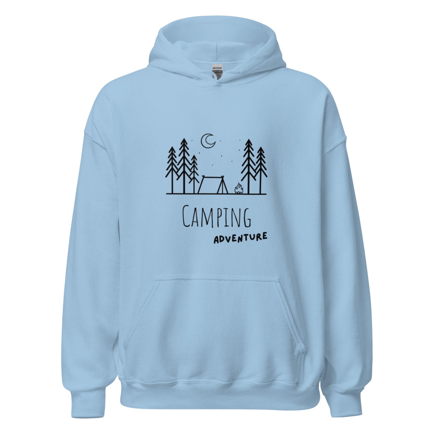 Camping Adventure Hoodie – Minimalistisches Outdoor Design für Camper & Naturfreunde, Sweatshirt, Geschenkidee Camper, Herren, Frauen, Unisex - Kapuzenpullover - SprücheKüche - Druckfrisch & frech