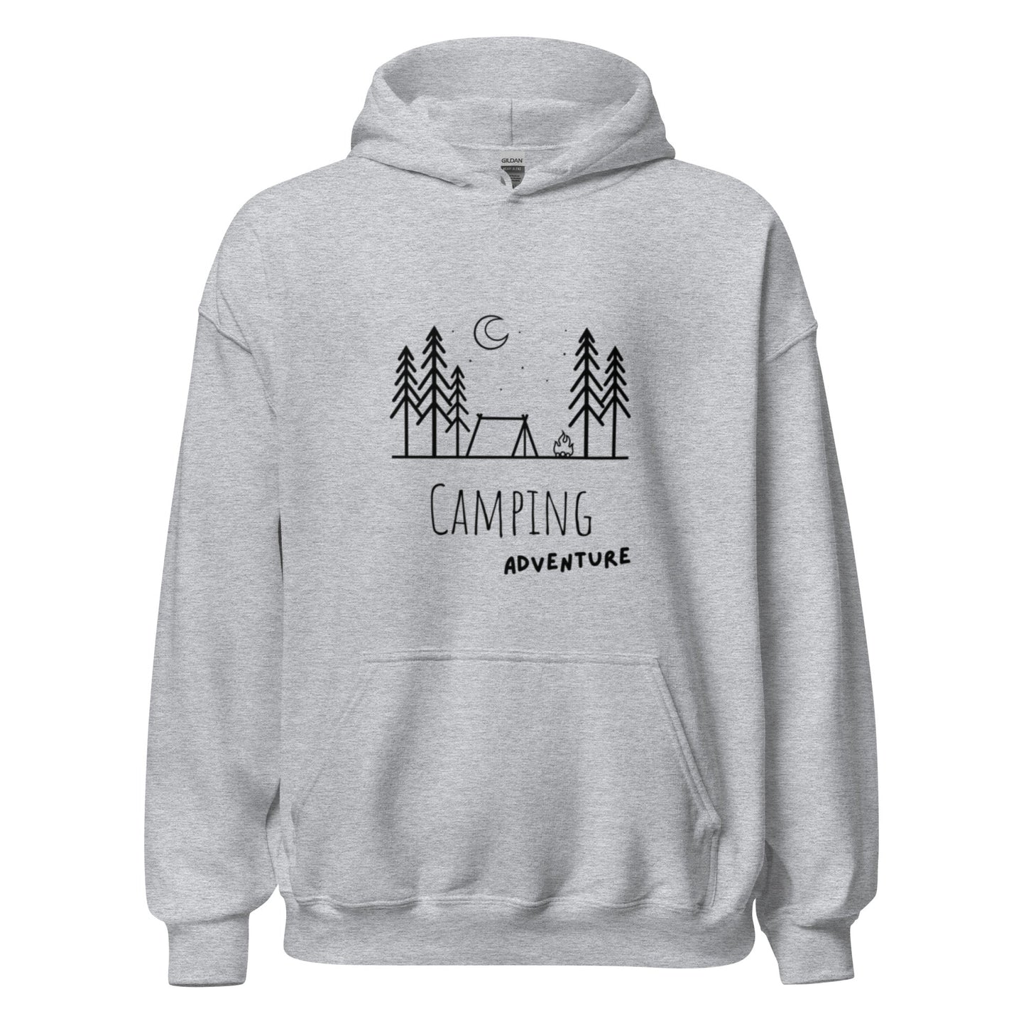 Camping Adventure Hoodie – Minimalistisches Outdoor Design für Camper & Naturfreunde, Sweatshirt, Geschenkidee Camper, Herren, Frauen, Unisex - Kapuzenpullover - SprücheKüche - Druckfrisch & frech