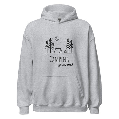 Camping Adventure Hoodie – Minimalistisches Outdoor Design für Camper & Naturfreunde, Sweatshirt, Geschenkidee Camper, Herren, Frauen, Unisex - Kapuzenpullover - SprücheKüche - Druckfrisch & frech