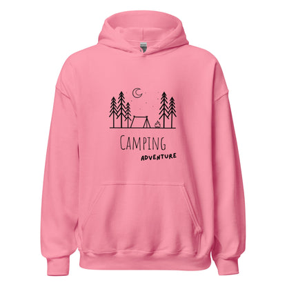 Camping Adventure Hoodie – Minimalistisches Outdoor Design für Camper & Naturfreunde, Sweatshirt, Geschenkidee Camper, Herren, Frauen, Unisex - Kapuzenpullover - SprücheKüche - Druckfrisch & frech