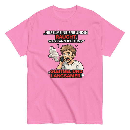 HILFE MEINE FREUNDIN BRENNT - Lustiges Herren T-Shirt - SprücheKüche - Druckfrisch & frech