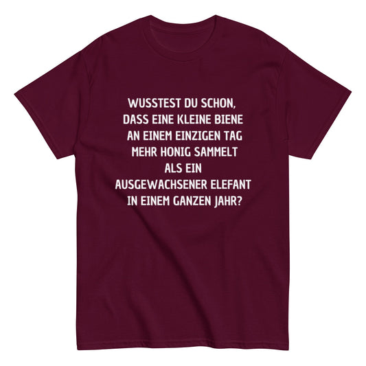 Honigbiene Elefant Tierquatsch - Lustiges Unisex T-Shirt - SprücheKüche - Druckfrisch & frech