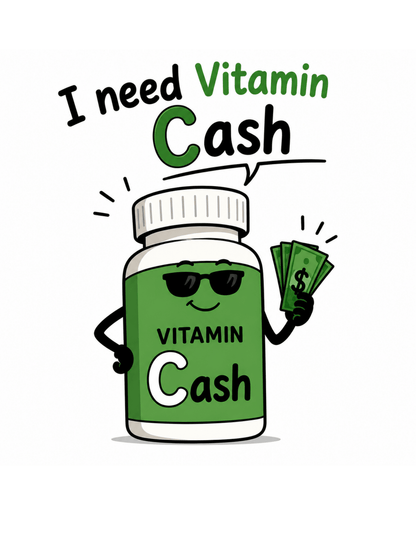 I need Vitamin Cash - Lustiges Unisex T-Shirt - SprücheKüche - Druckfrisch & frech