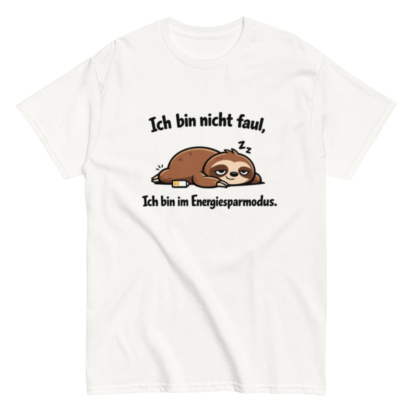 Ich bin im Energiesparmodus - Lustiges Faultier Unisex T-Shirt - SprücheKüche - Druckfrisch & frech