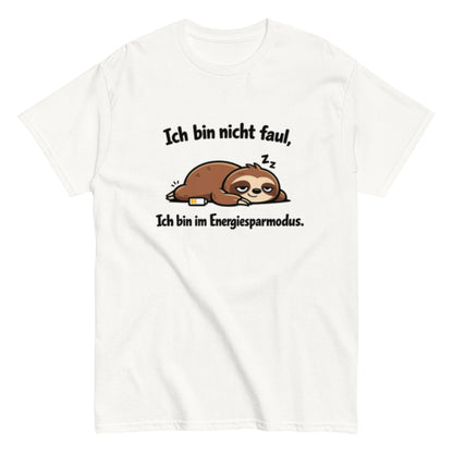 Ich bin im Energiesparmodus - Lustiges Faultier Unisex T-Shirt - SprücheKüche - Druckfrisch & frech