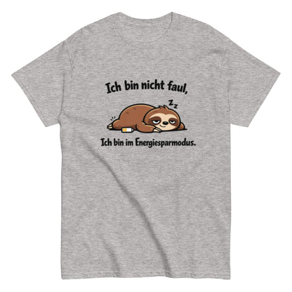 Ich bin im Energiesparmodus - Lustiges Faultier Unisex T-Shirt - SprücheKüche - Druckfrisch & frech
