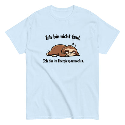 Ich bin im Energiesparmodus - Lustiges Faultier Unisex T-Shirt - SprücheKüche - Druckfrisch & frech