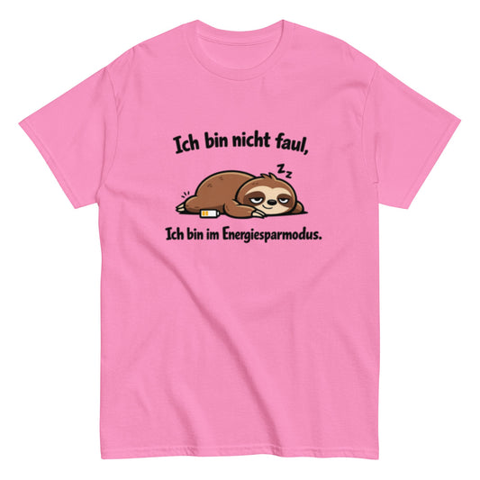 Ich bin im Energiesparmodus - Lustiges Faultier Unisex T-Shirt - SprücheKüche - Druckfrisch & frech