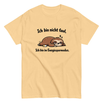 Ich bin im Energiesparmodus - Lustiges Faultier Unisex T-Shirt - SprücheKüche - Druckfrisch & frech