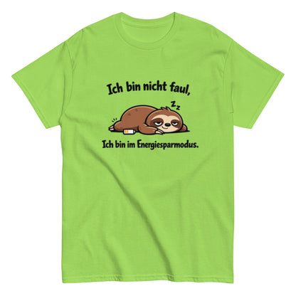 Ich bin im Energiesparmodus - Lustiges Faultier Unisex T-Shirt - SprücheKüche - Druckfrisch & frech
