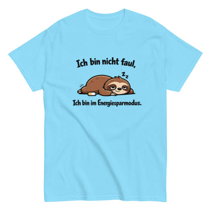 Ich bin im Energiesparmodus - Lustiges Faultier Unisex T-Shirt - SprücheKüche - Druckfrisch & frech