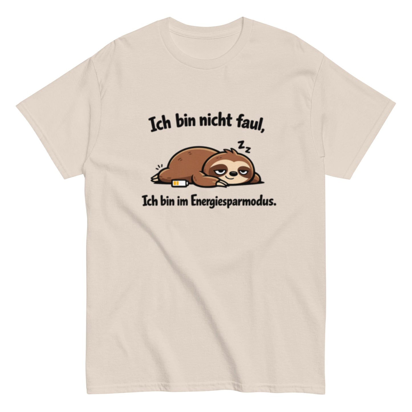 Ich bin im Energiesparmodus - Lustiges Faultier Unisex T-Shirt - SprücheKüche - Druckfrisch & frech