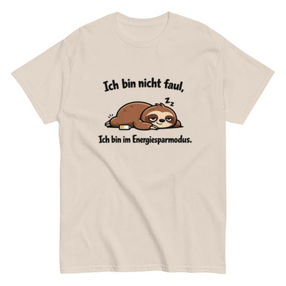 Ich bin im Energiesparmodus - Lustiges Faultier Unisex T-Shirt - SprücheKüche - Druckfrisch & frech