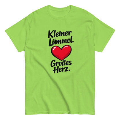 Kleiner Lümmel, großes Herz - Lustiges Unisex T-Shirt - SprücheKüche - Druckfrisch & frech