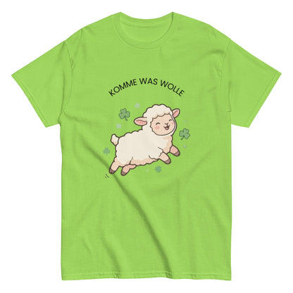 KOMME WAS WOLLE“ – Lustiges Unisex Schaf T-Shirt - SprücheKüche - Druckfrisch & frech