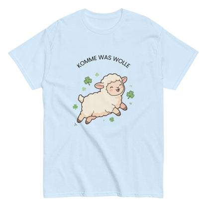 KOMME WAS WOLLE“ – Lustiges Unisex Schaf T-Shirt - SprücheKüche - Druckfrisch & frech