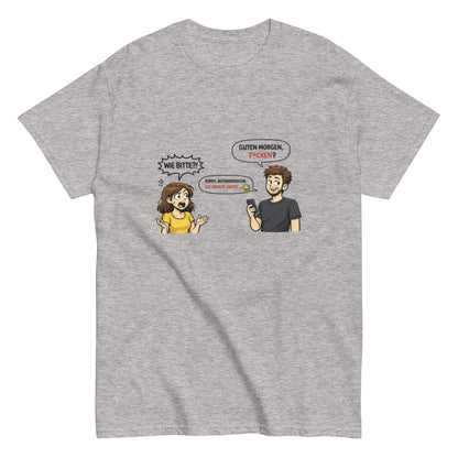 Lustiges Autokorrektur T-Shirt – F*cken? Wie bitte? Sarkastischer Chat Spruch – Lustiges T-Shirt, Herren, Frauen, Unisex T-Shirt - SprücheKüche - Druckfrisch & frech