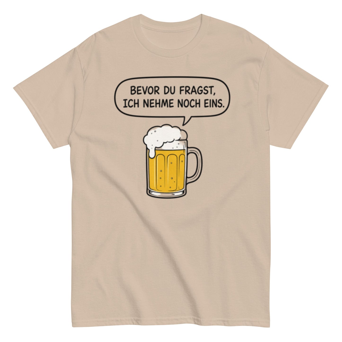 Lustiges Bier T-Shirt „Bevor du fragst, ich nehme noch eins“ – Minimalistischer Comic Style, Herren & Damen,Unisex T-Shirt - SprücheKüche - Druckfrisch & frech