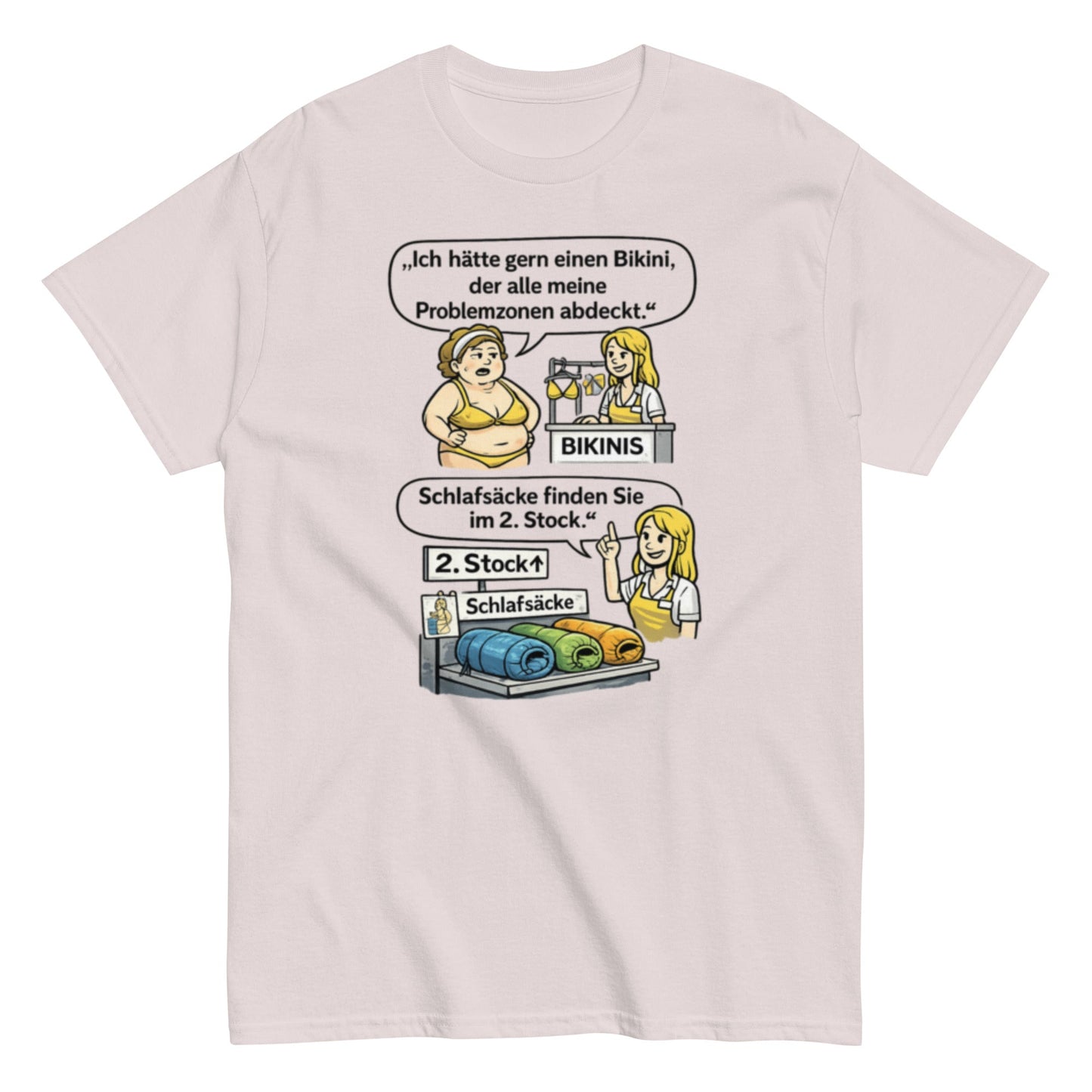 Lustiges Bikini Meme T-Shirt | Sarkastischer Spruch Shirt | Schlafsack Humor | Witziges Geschenk, Herren, Frauen, Unisex T-Shirt - SprücheKüche - Druckfrisch & frech
