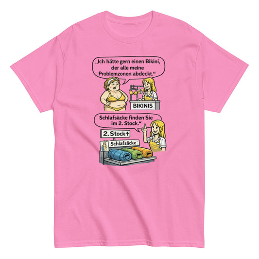 Lustiges Bikini Meme T-Shirt | Sarkastischer Spruch Shirt | Schlafsack Humor | Witziges Geschenk, Herren, Frauen, Unisex T-Shirt - SprücheKüche - Druckfrisch & frech