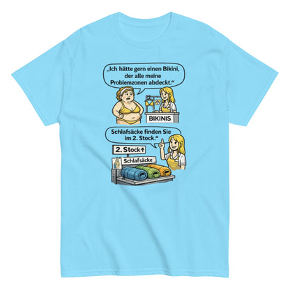 Lustiges Bikini Meme T-Shirt | Sarkastischer Spruch Shirt | Schlafsack Humor | Witziges Geschenk, Herren, Frauen, Unisex T-Shirt - SprücheKüche - Druckfrisch & frech