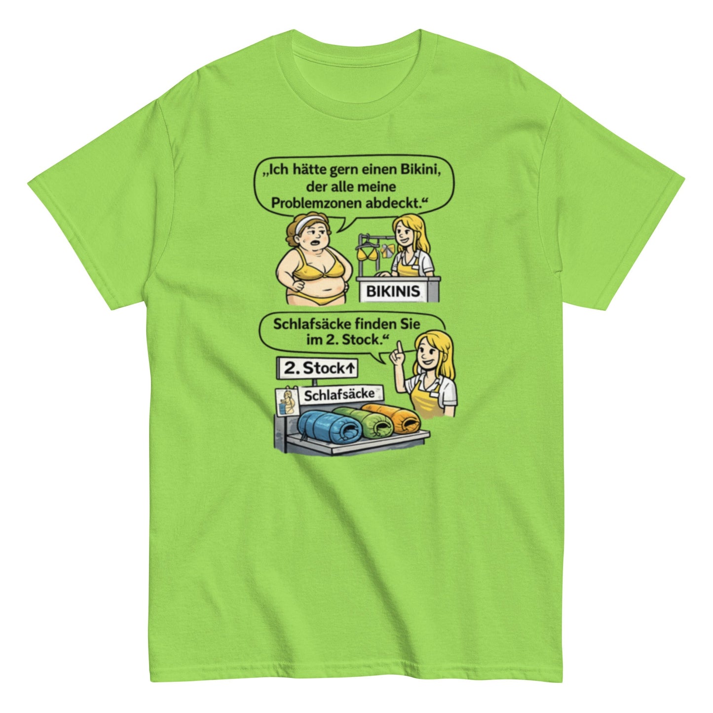 Lustiges Bikini Meme T-Shirt | Sarkastischer Spruch Shirt | Schlafsack Humor | Witziges Geschenk, Herren, Frauen, Unisex T-Shirt - SprücheKüche - Druckfrisch & frech