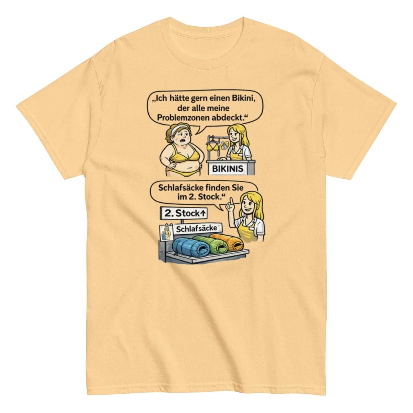 Lustiges Bikini Meme T-Shirt | Sarkastischer Spruch Shirt | Schlafsack Humor | Witziges Geschenk, Herren, Frauen, Unisex T-Shirt - SprücheKüche - Druckfrisch & frech
