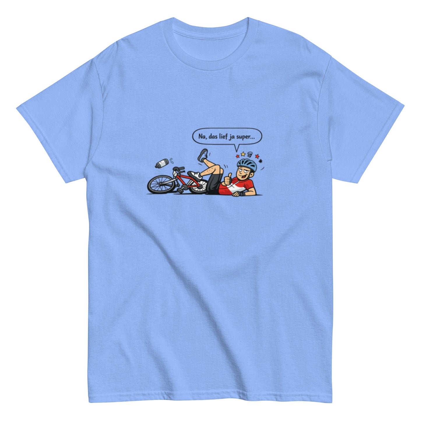 Lustiges Fahrradfahrer T-Shirt – „Na, das lief ja super…“ – Sarkastisches Fahrrad Shirt | Comic Style, Herren, Frauen, Unisex T-Shirt - SprücheKüche - Druckfrisch & frech