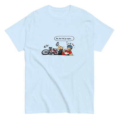 Lustiges Fahrradfahrer T-Shirt – „Na, das lief ja super…“ – Sarkastisches Fahrrad Shirt | Comic Style, Herren, Frauen, Unisex T-Shirt - SprücheKüche - Druckfrisch & frech