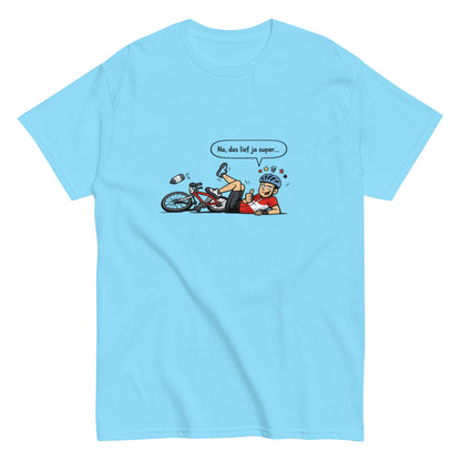 Lustiges Fahrradfahrer T-Shirt – „Na, das lief ja super…“ – Sarkastisches Fahrrad Shirt | Comic Style, Herren, Frauen, Unisex T-Shirt - SprücheKüche - Druckfrisch & frech